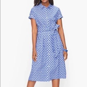 Talbots Blue & White Cotton Dolman Sleeve Shirt Dress